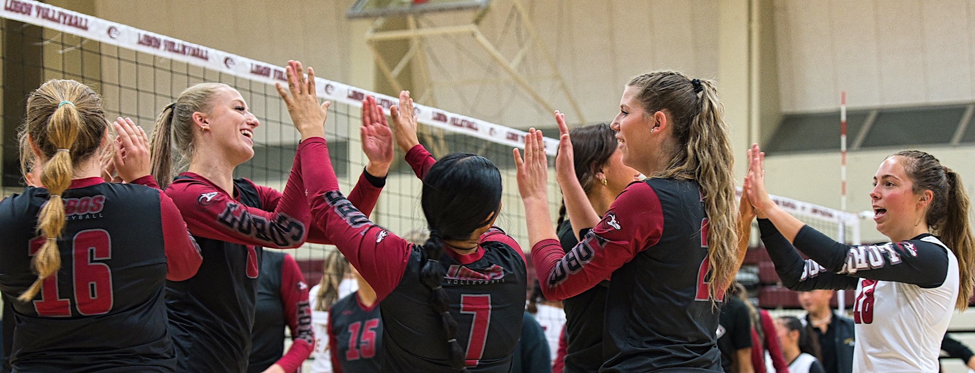 MPC Women's Volleyball Players Congratulating Each Other During Game